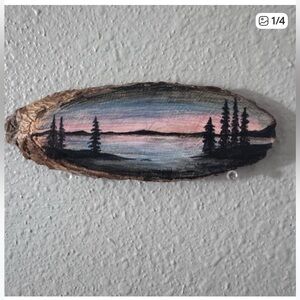 Double sided Hand-Painted Wood Slice Art Decor